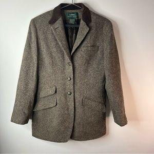 “LAUREN” by Ralph Lauren Tweed Jacket w Suede Collar